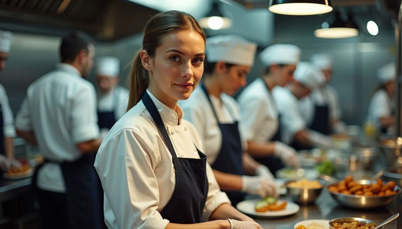 Chefs preparing food for a catered event