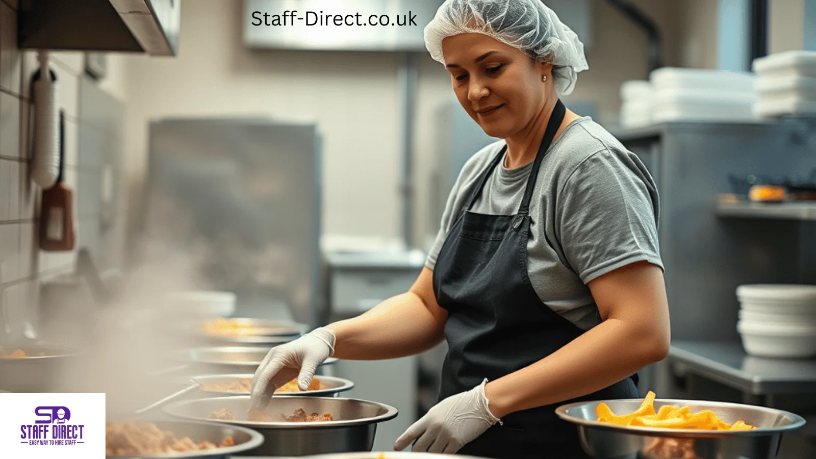 Administrator shaking hands with a newly hired school cook