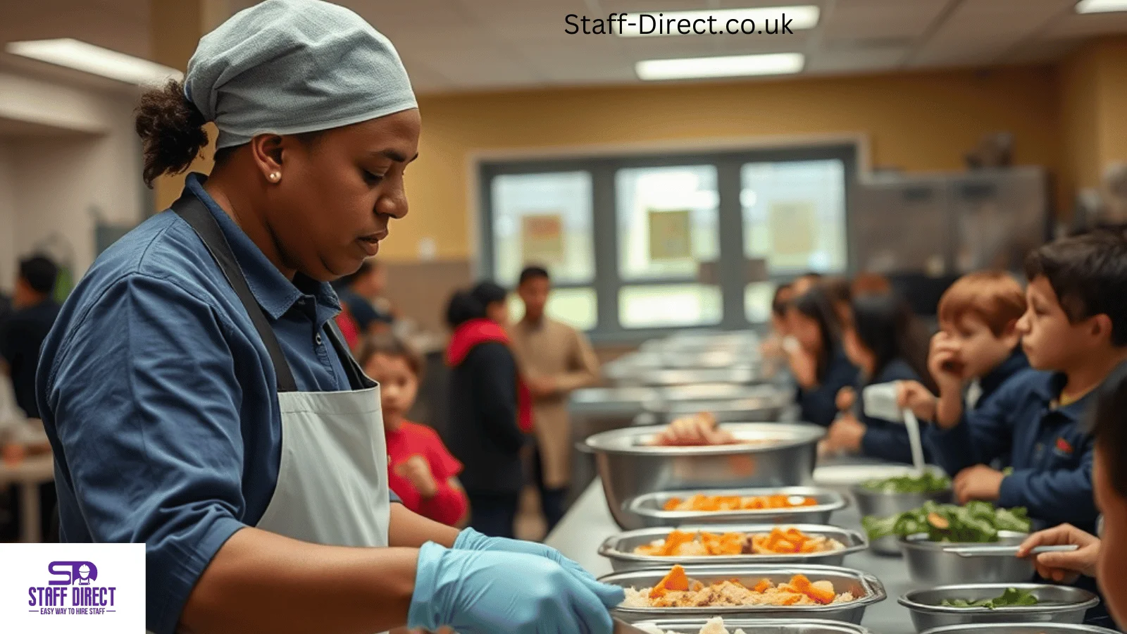 Graphic showing high candidate retention rates from Team Staff Direct's school cook placements