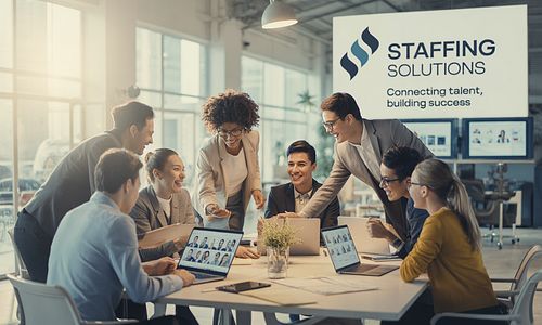 A person operating a forklift in a modern warehouse, highlighting logistics staffing.