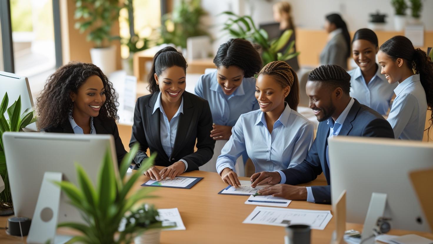 A professional recruitment consultant from Staff Direct interviewing a candidate for a hotel job.