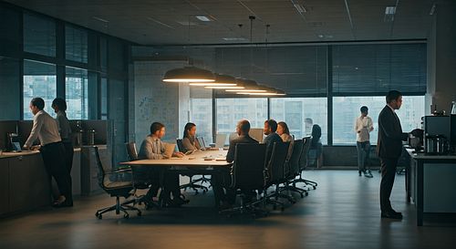 Image of an executive personal assistant looking at a tablet in a modern office