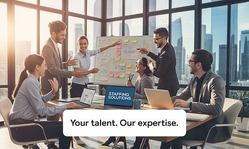 A team of professionals collaborating in a modern office, representing IT and Finance sectors.