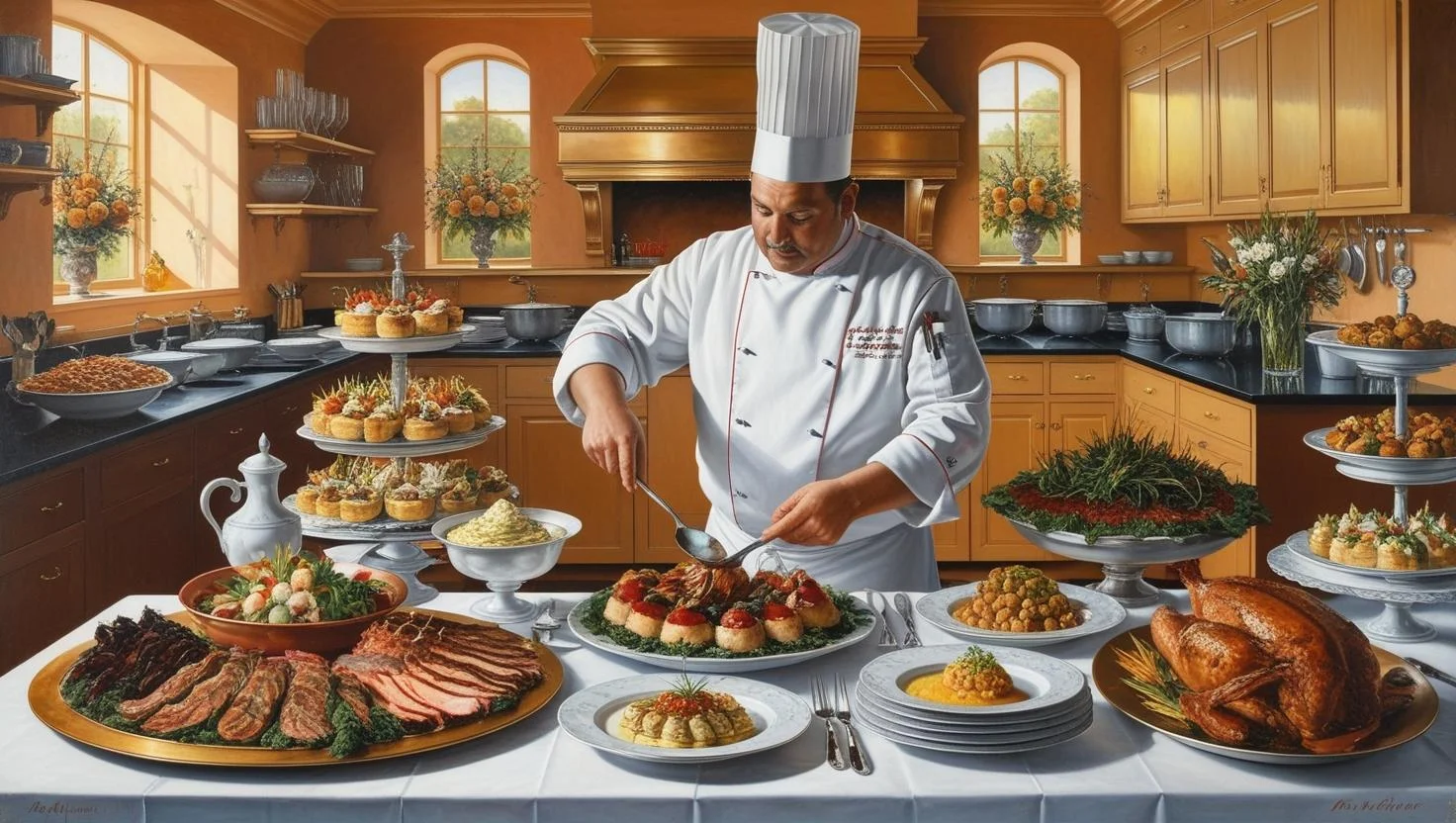 Professional chef plating an elegant dish with precise attention to detail