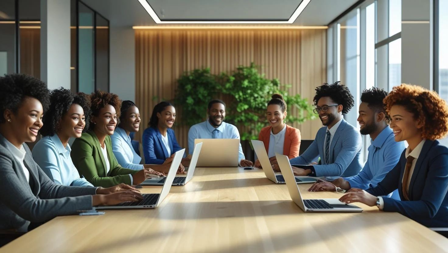 A diverse group of customer service candidates attending a recruitment event in Birmingham