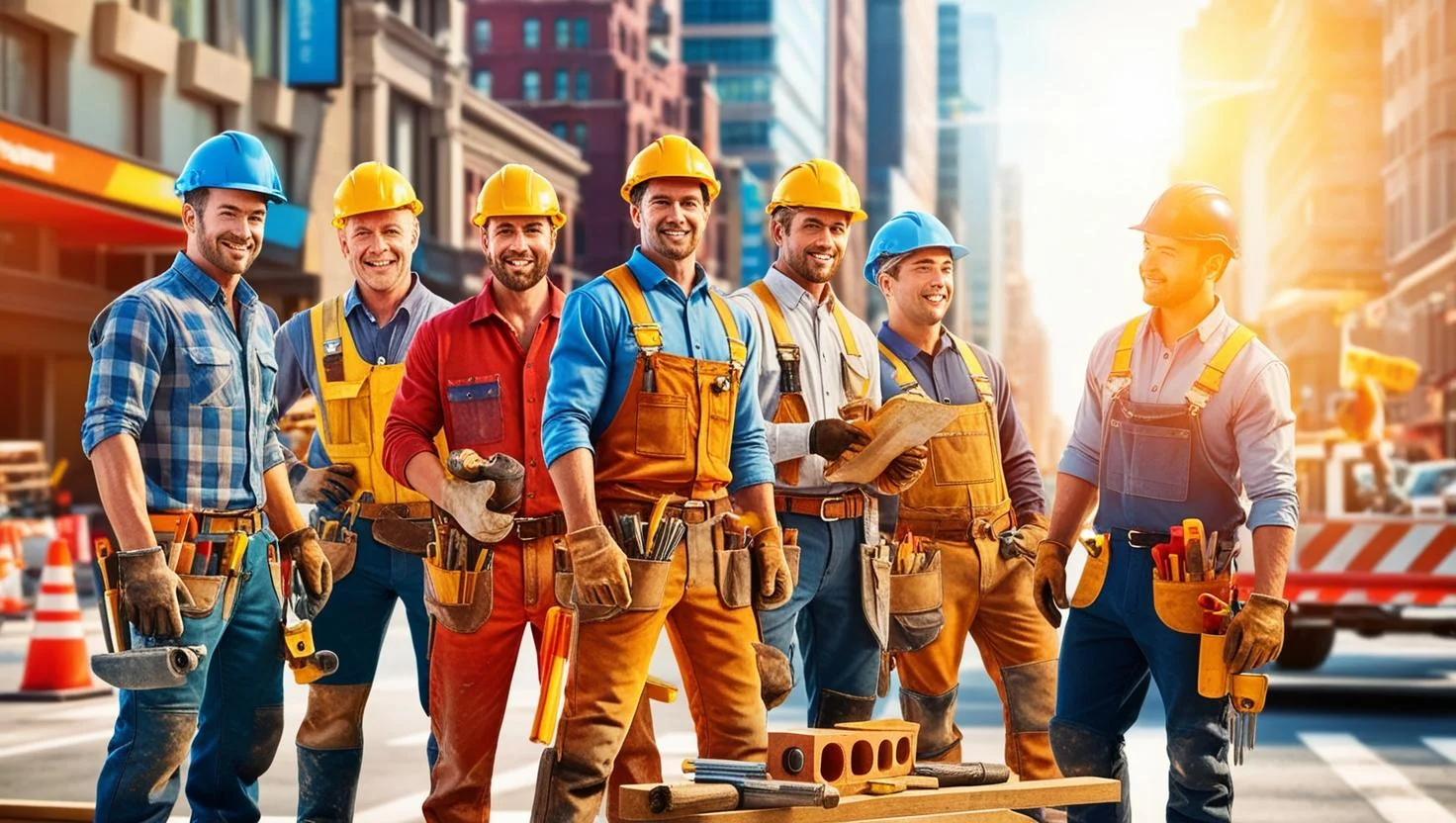Construction workers on a job site