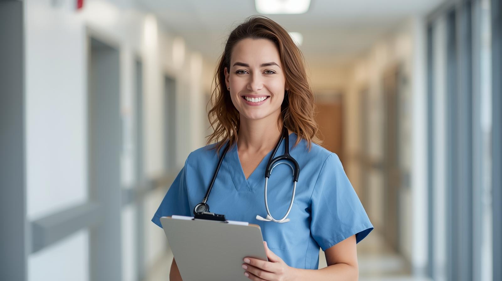 A nurse reviewing patient information on a tablet, showcasing the integration of technology in modern healthcare.