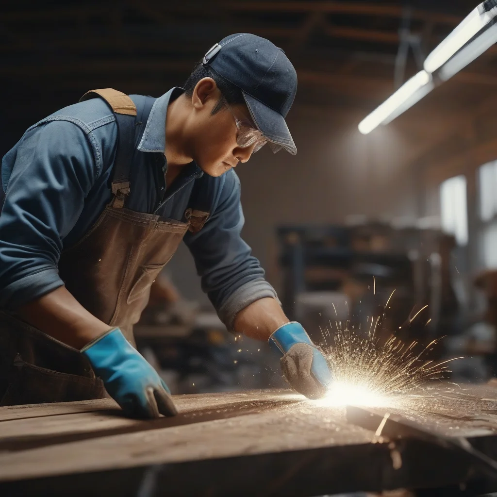 Arc welder working on a construction site