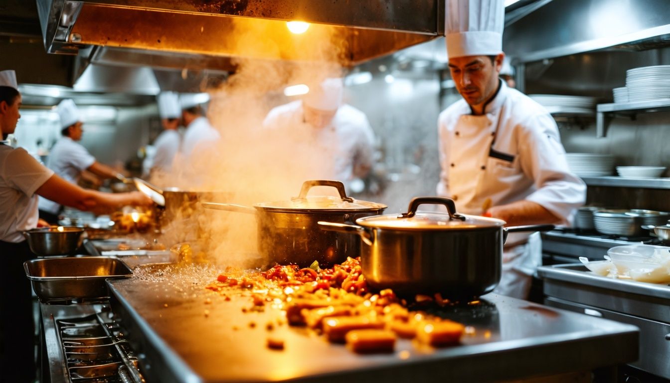 Busy restaurant kitchen in London's Staff Direct hospitality recruitment agency.