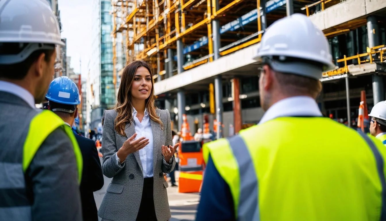 A young executive oversees construction of a luxury hotel in London. A young executive oversees construction of a luxury hotel in London.
