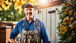 Handyman using modern technology for a job