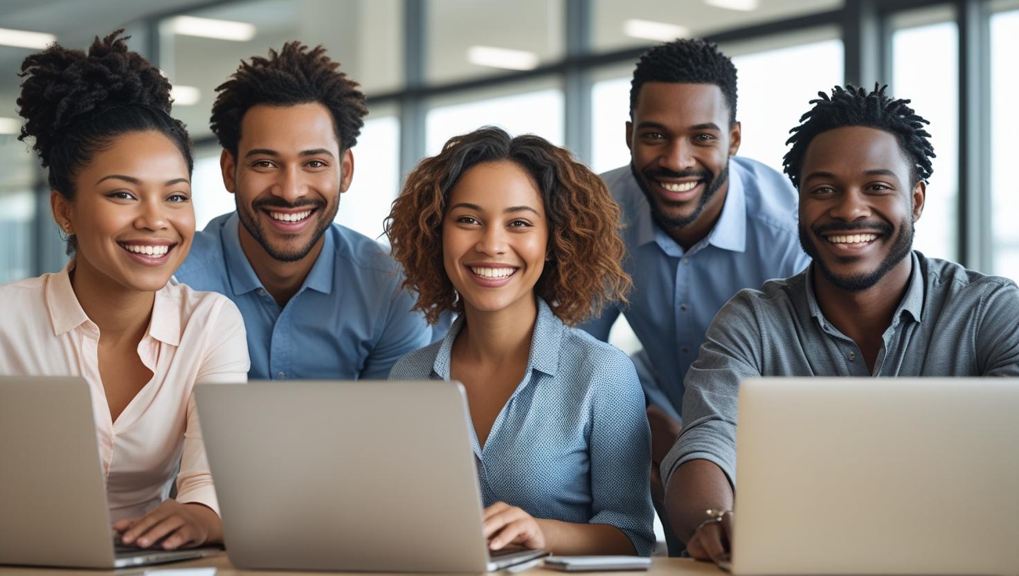 A diverse group of temporary workers, including a chef, a construction worker, and an office assistant.